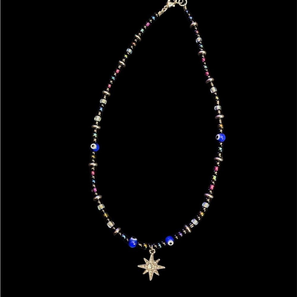 Beaded Celestial Evil Eye Star Necklace